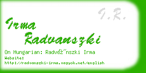 irma radvanszki business card